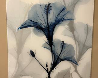 Blue floral on glass by A. Korbin