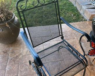 Pair Wrought Iron high back motion chairs