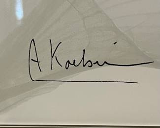 Signed blue floral on glass