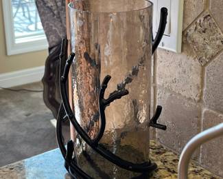 Smokey glass candle holder