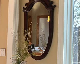Federal Shield style antique, mahogany beveled mirror