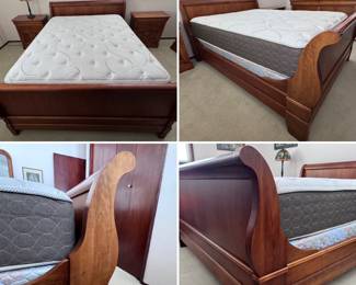 Queen size sleigh bed and mattress set