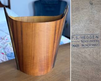 P.S. Heggen bent teak waste bin - MCM - Norway