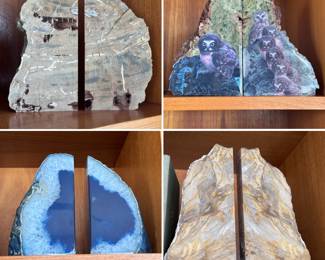 Nice selection of Oregon Thunderegg and petrified wood bookends