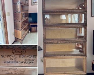 One of two antique "Macey" sectional barrister bookcases