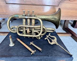 Antique coronet stamped "Brisson & Cie Paris" Wiley B. Allen Agt. Portland, Or.