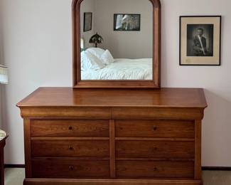 Large modern wood dresser and mirror