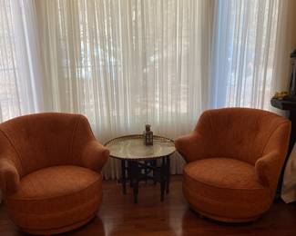 Mid century swivel club chairs