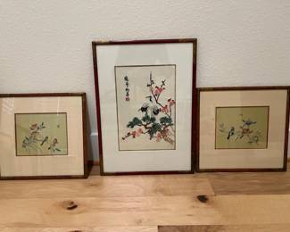 Three water colors in Sumi style