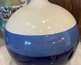 contemporary ceramic pot with bold stripe design.