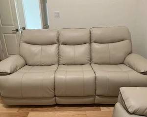 Taupe leather sofa