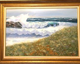 Seascape by George J. Bleich - probably at Cypress Point. Image 24" x 36"