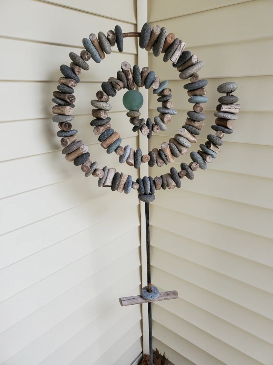 Great stone & driftwood sculpture 