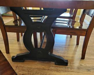 Heavy cast iron base of dining table