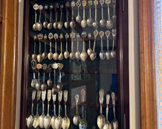 #73	Vintage spoon collection with cabinet 28x18	 $100.00 				