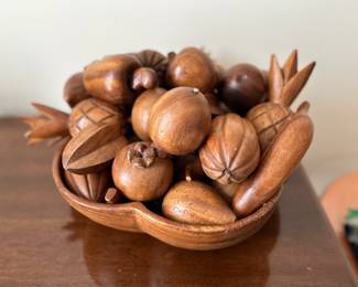 	#29	Vintage monkey pod bowl with fruit	 $25.00 				