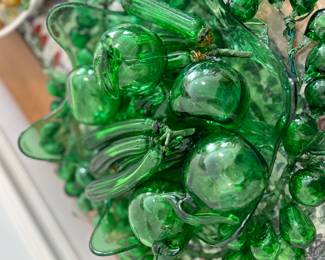 	#62	Hand blown glass fruit with green bowl and platter	 $200.00 				