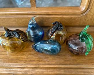 	#63	Hand blown glass fruit multi colored 5 pieces	 $75.00 				