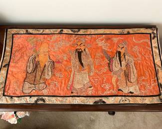 	#11	Antique Chinese silk embroidery 1860's 32x16	 $100.00 				