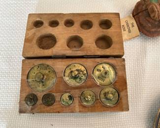 *	#27	Vintage brass weight set with box	 $30.00 				