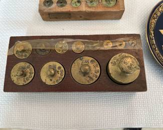 *	#26	Vintage brass weight set with box	 $30.00 				