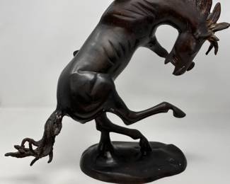 Vintage Cast Bronze Horse Sculpture - 19.5"T