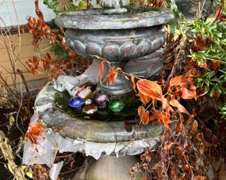 Tuscan Style Tiered Composite Fountain w/ Glass Orbs