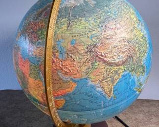 12" Vintage Replogle World Horizon Lighted Globe - Works!