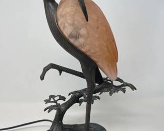 1996 Tin Chi By Andrea Sadek Glass Crane Lamp - 16.25"