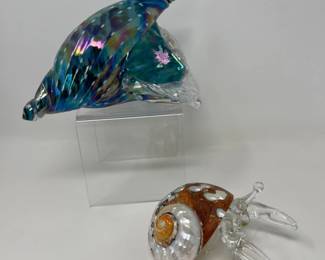 Blown Art Glass - Kevin Fulton Glass Conch + Hermit Crab
