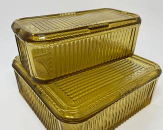 Vintage Amber Federal Glass - Refrigerator Depression Glass