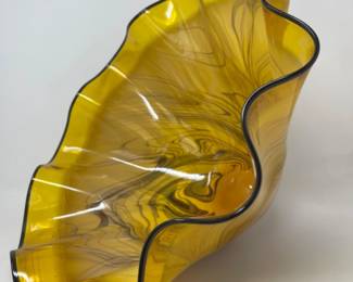 Signed Dan Bergsma Studio Art Glass Handkerchief Vase