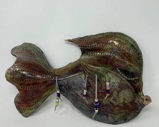 Aquatic Decor: Pottery Fish Wall Hanging - 15.5"L