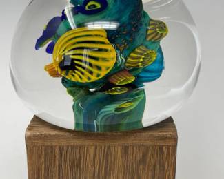 Signed Aro Schulze Coral Reef Multicolored Paperweight