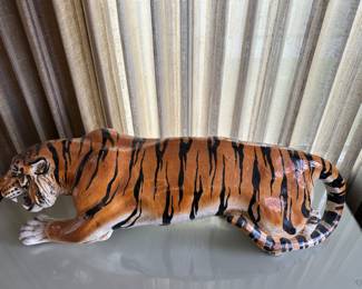 Mid Century Italian Terracotta Tiger Statue or Sculpture - HUGE!