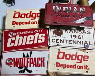 Antique and vintage license plates dating to the 1920's. Automobile, trailer and motorcycle! Kanas, Missouri, Colorado, Alaska, Montana, New York. And some new old stock plates. 