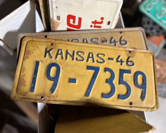 Antique and vintage license plates dating to the 1920's. Automobile, trailer and motorcycle! Kanas, Missouri, Colorado, Alaska, Montana, New York. And some new old stock plates. 