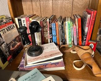 old books, lots of american indian and western themed 