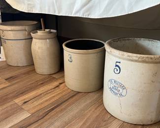 various western crocks and churn