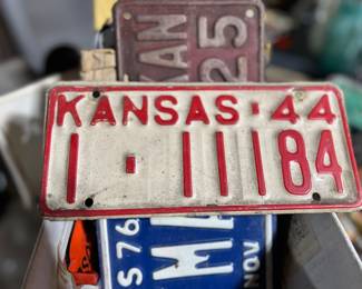 Antique and vintage license plates dating to the 1920's. Automobile, trailer and motorcycle! Kanas, Missouri, Colorado, Alaska, Montana, New York. And some new old stock plates. 