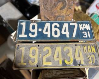 Antique and vintage license plates dating to the 1920's. Automobile, trailer and motorcycle! Kanas, Missouri, Colorado, Alaska, Montana, New York. And some new old stock plates. 