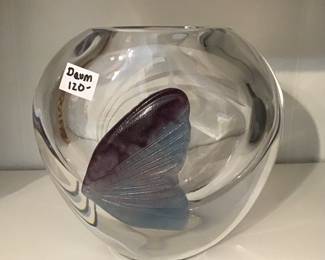 Daum France Butterfly Vase