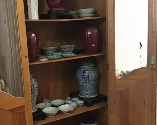 More Oriental Pottery and spectacular beach wood cabinet