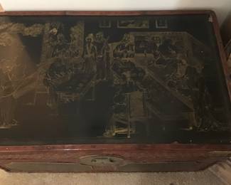 Oriental Wooden Chest...etched top