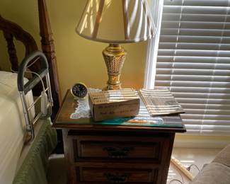 Pair of side tables and lamps.