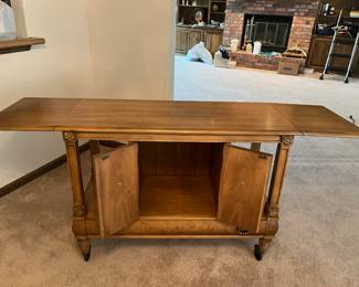 open view of tea cart