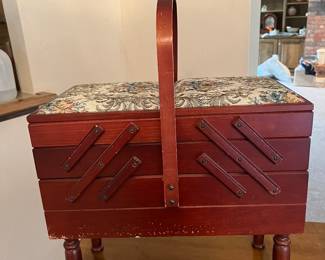 sewing caddy with tapestry top