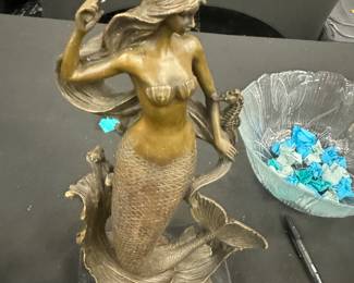 Bronze Mermaid.  15" tall