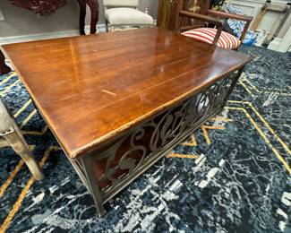 Solid Wood coffee table with Iron Base