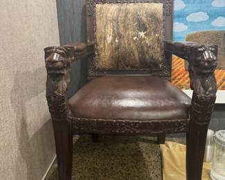 Antique LION HEAD chair 